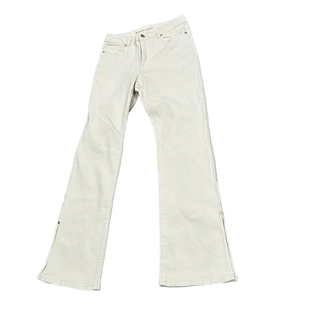 NWT MICHAEL KORS Split-Hem Cropped Flared Jeans / Bone Color / Size 4 - Picture 2 of 16